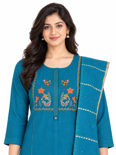 Graceful Muse Readymade Floral Garden Embroidered Salwar Kameez