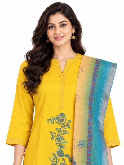 Graceful Muse Readymade Floral Leaf Embroidered Salwar Kameez