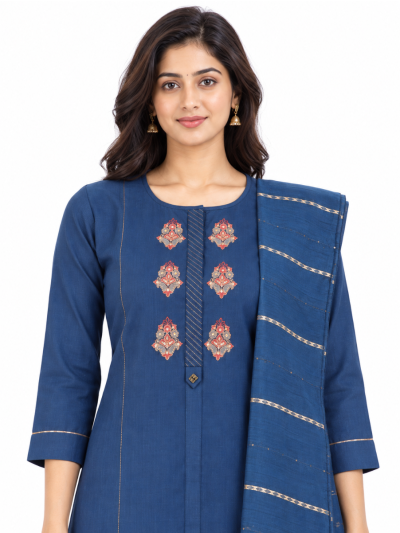 Graceful Muse Readymade Floral Medallion Embroidered Salwar Kameez