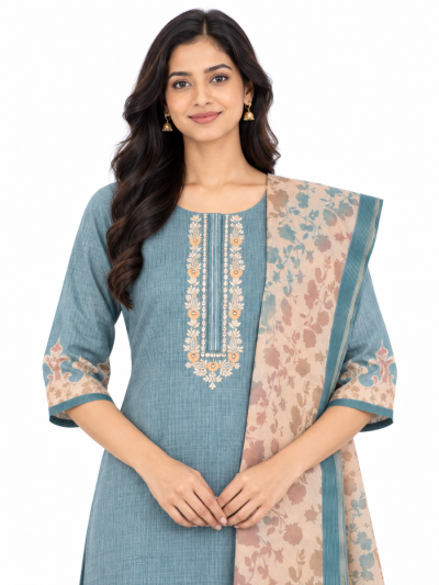 Graceful Muse Readymade Floral Embroidered Salwar Kameez