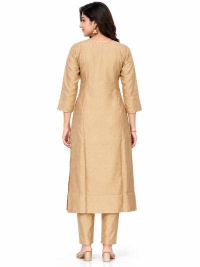 Graceful Muse Readymade Champagne Beige Floral Embroidered Salwar Kameez