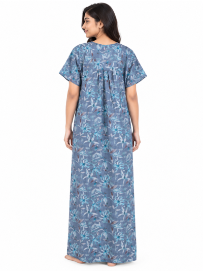 Easy Charm Cotton Aquatic Floral Vine Motifs Nighty
