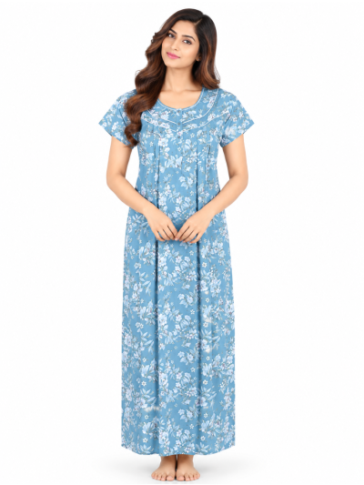 EasyCharm Span Floral Vine Print Lace Yoke Nighty
