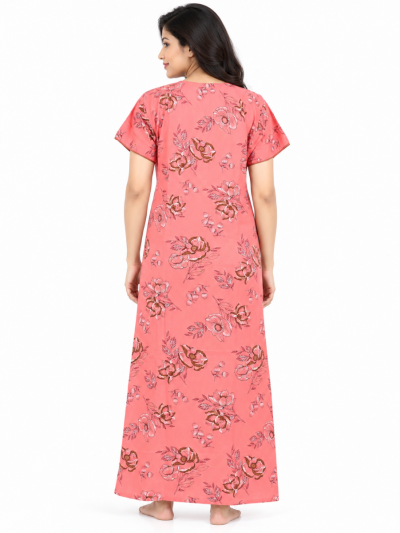 EasyCharm Rayon Floral Printed Decorative V-Neck Nighty