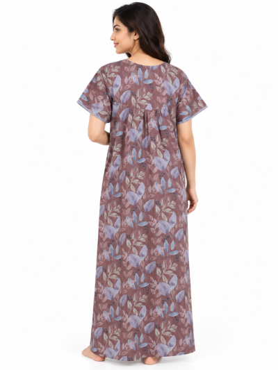 EasyCharm Cotton Floral And Leaf Motifs Nighty