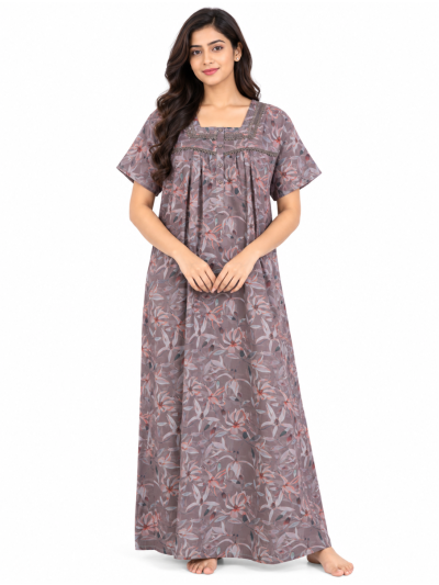 Easy Charm Cotton Multi Tonal Floral Print Nighty