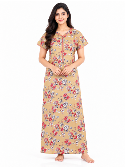 EasyCharm Rayon Rose Floral Printed Nighty