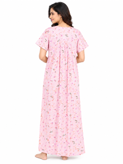 Easy Charm Cotton Pink Floral Printed Nighty