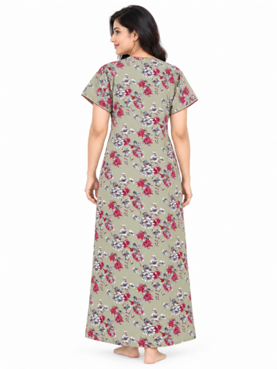 EasyCharm Rayon Rose Floral Printed Nighty