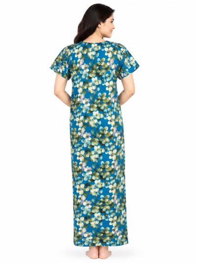 EasyCharm Cotton Abstract Floral Print Square Neck Nighty