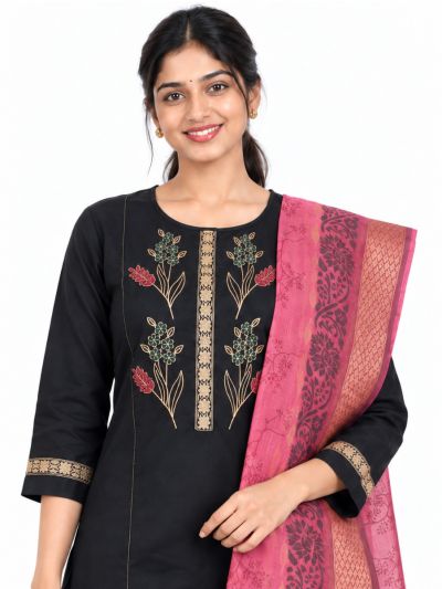 Graceful Muse Readymade Floral Sprig Embroidered Salwar Kameez