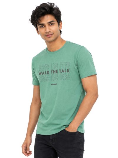 Warior Men's Walk The Talk Typography Graphic Crew Neck T-Shirt