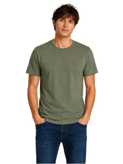 Warior Men's Olive Green Solid Crew Neck T-Shirt