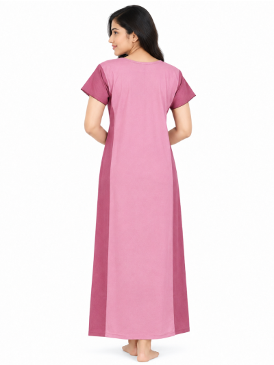 EasyCharm Rayon Floral Eyelet Embroidered Nighty