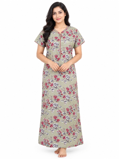 EasyCharm Rayon Rose Floral Printed Nighty