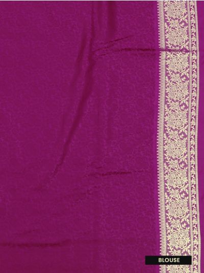 Gracecharm Satin Mashru Silk Plain Body with Floral Zari Border Saree