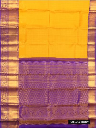 Vivaha Pure Silk Kanchipuram Checked Design Contrast Zari Border Saree