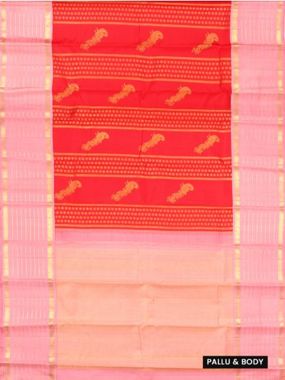 Vivaha Arani Pure Silk Traditional Butta Design Contrast Zari Border Saree
