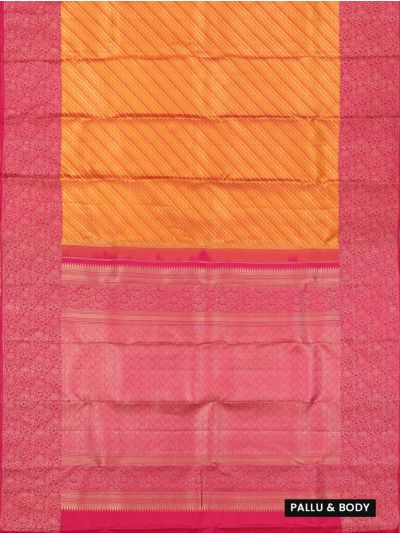 Gracecharm Uppada Silk Traditional Diagonal Striped Design Contrast Border Saree