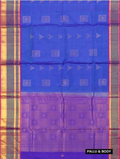 Kanmanie Pure Soft Silk Striped and Butta Design with 8 Inch Jacquard Border Saree
