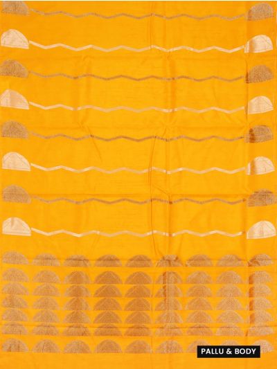 Gracecharm Semi Georgette Half Circle Motif Saree with Zigzag Stripe Design