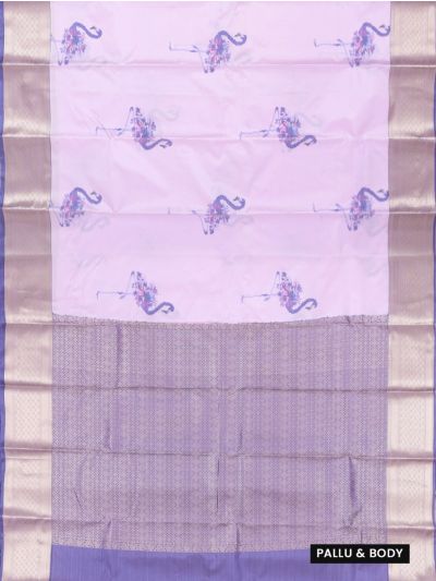 Gracecharm Art Soft Silk Floral Flamingo Butta with Diamond Border Saree