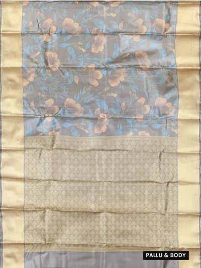 Gracecharm Art Soft Silk Poppy Floral Vine with Rosette Pallu Saree