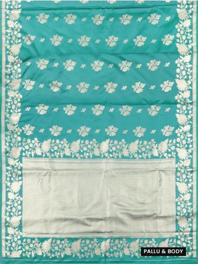 Gracecharm Shot Silk Floral Bouquet Butta with Floral Vine Border Saree
