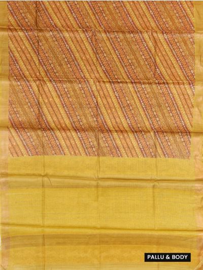 Graceful Essence Tussar Silk Diagonal Geometric Stripe Print Border Saree