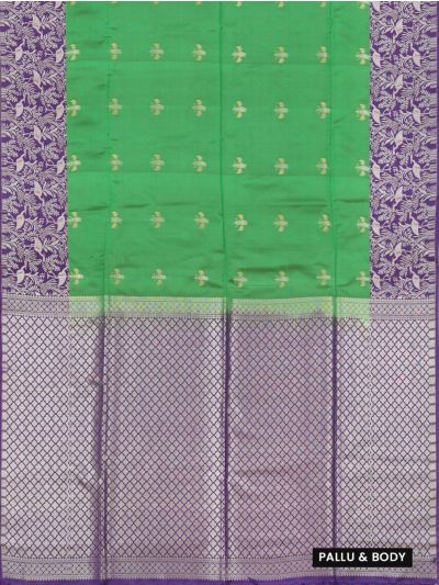 Gracecharm Art Soft Silk Spread-Wing Bird Butta Floral Vine Border Saree