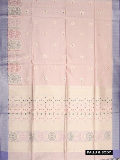 Gracecharm Art Dupion Floral Bud Butta Circle Medallion Pallu Saree