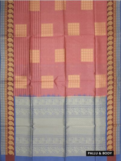 Gracecharm Art Dupion Floral Grid Butta Annapakshi Yali Pallu Saree
