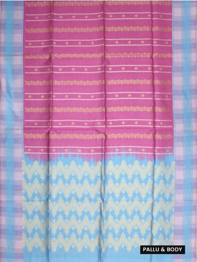 Gracecharm Art Dupion Floral Stripe Butta Checked Border Ogee Pallu Saree
