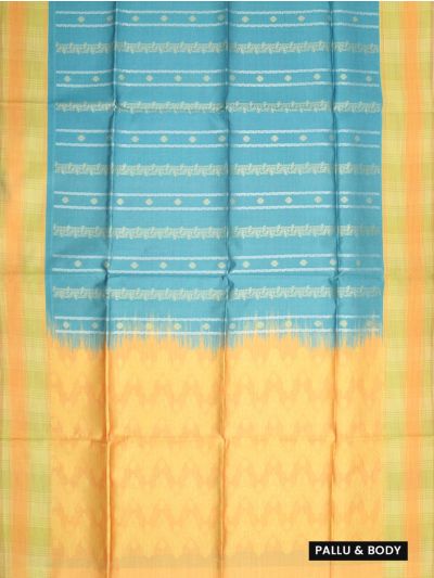 Gracecharm Art Dupion Floral Stripe Butta Checked Border Ogee Pallu Saree