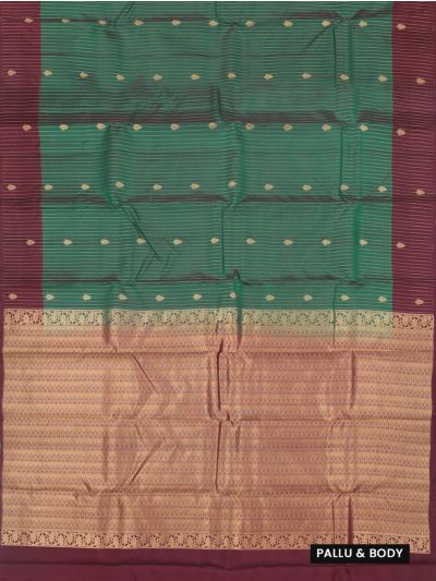 Gracecharm Gift Art Silk Leaf Butta Pinstripe with Contrast Border Saree