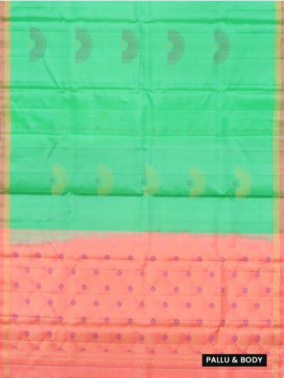 Kanmanie Soft Silk Half Mandala Butta 2 Inch Zari Tissue Border Saree