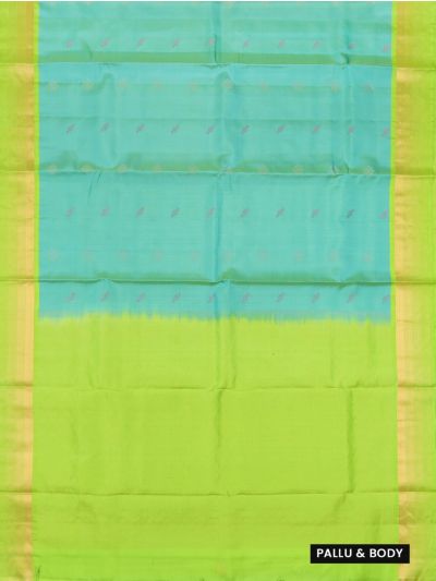 Kanmanie Soft Silk Dual Floral Butta 5 inch Zari Warp Lines Border Saree