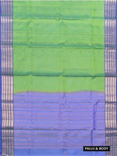 Kanmanie Soft Silk Dual-Tone Lotus Bud Butta with Traditional Border Saree