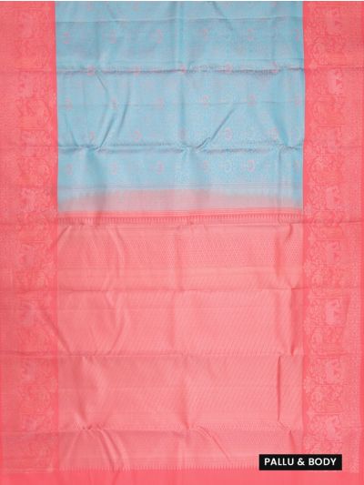 Gracecharm Uppada Silk Floral Vine Jaal Elephant Peacock Border Saree