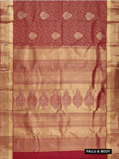 Gracecharm Pure Silk Floral Jaal Stone Butta Floral Border Saree