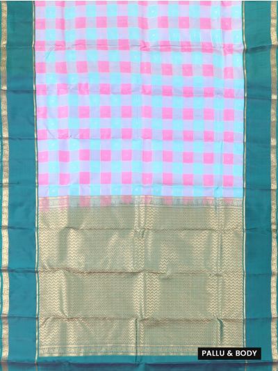 Gracecharm Silk Multicolour Check Butta Chevron Pallu Saree