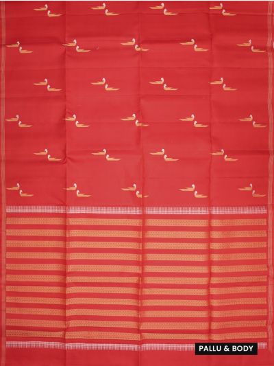 Gracecharm Pure Soft Silk Dual-Tone Butta Geometric Striped Pallu Saree