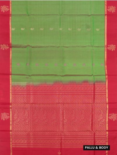 Kanmanie Soft Silk Leaf Butta with 5 Inch Asthiri Border Saree