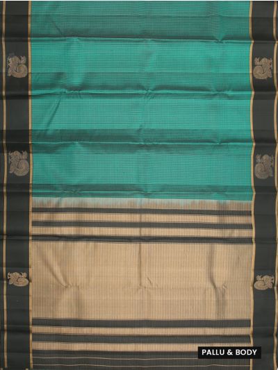 Gracecharm Pure Soft Silk Micro Check Striped Pallu Annapakshi Border Saree