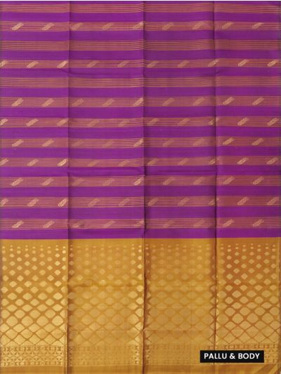 Gracecharm Pure Soft Silk Striped Leaf Butta Diamond Lattice Pallu Saree
