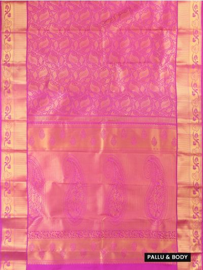 Gracecharm Gift Art Silk Leaf Vine Jacquard with Paisley Pallu Saree