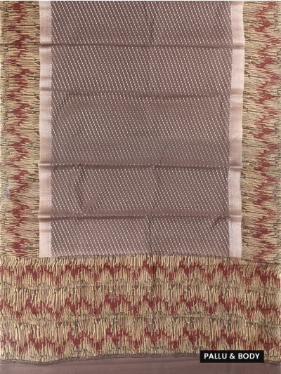 Gracecharm Chanderi Silk Micro Dash Butti with Geometric Pallu Saree