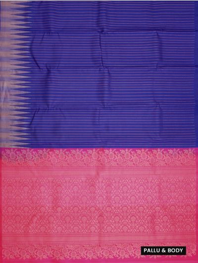 Gracecharm Pure Soft Silk Zari Pinstripe with Floral Jaal Pallu Saree