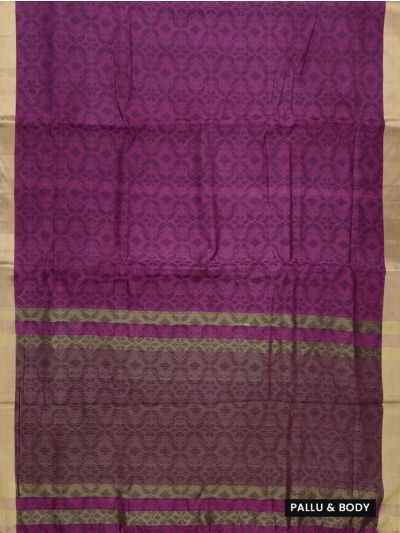 Gracecharm Semi Jute Floral Diamond Lattice with Geometric Jaal Pallu Saree