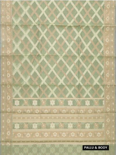 BlossomEase Elegant Super Netted Criss-Cross Lattice Floral Border Saree